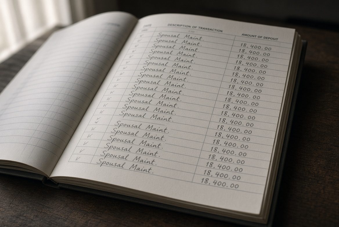 A ledger of monthly payments