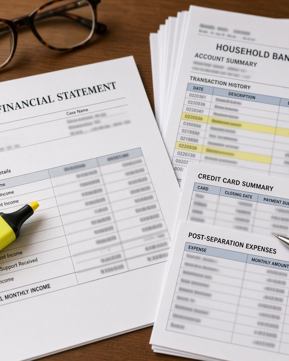 A sworn financial statement on a desk