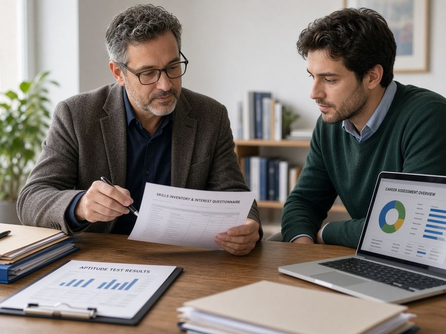 A vocational expert going through a skills inventory with the person being evaluated