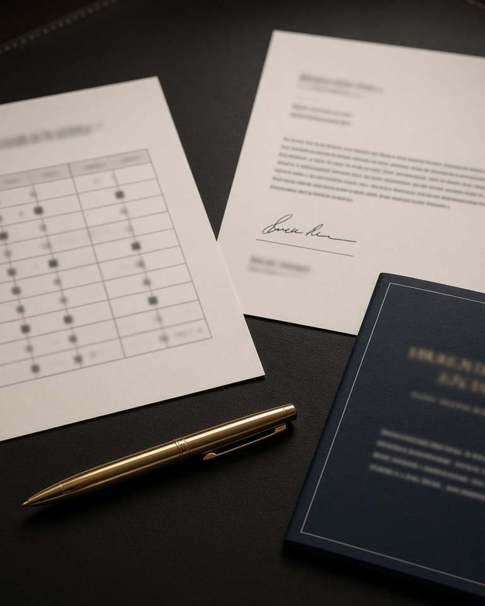 An RSU vesting calendar, a bonus letter and a deferred compensation plan