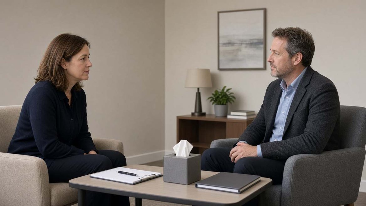 A child and family investigator interviewing a parent