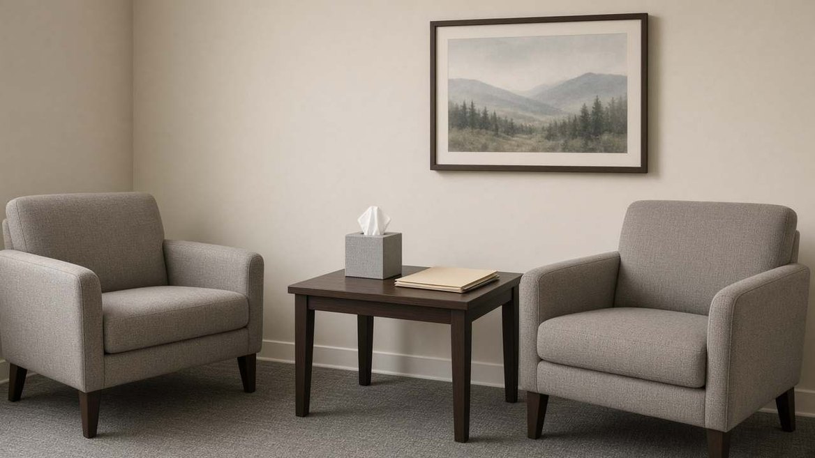 A quiet waiting room outside a child and family investigator’s office