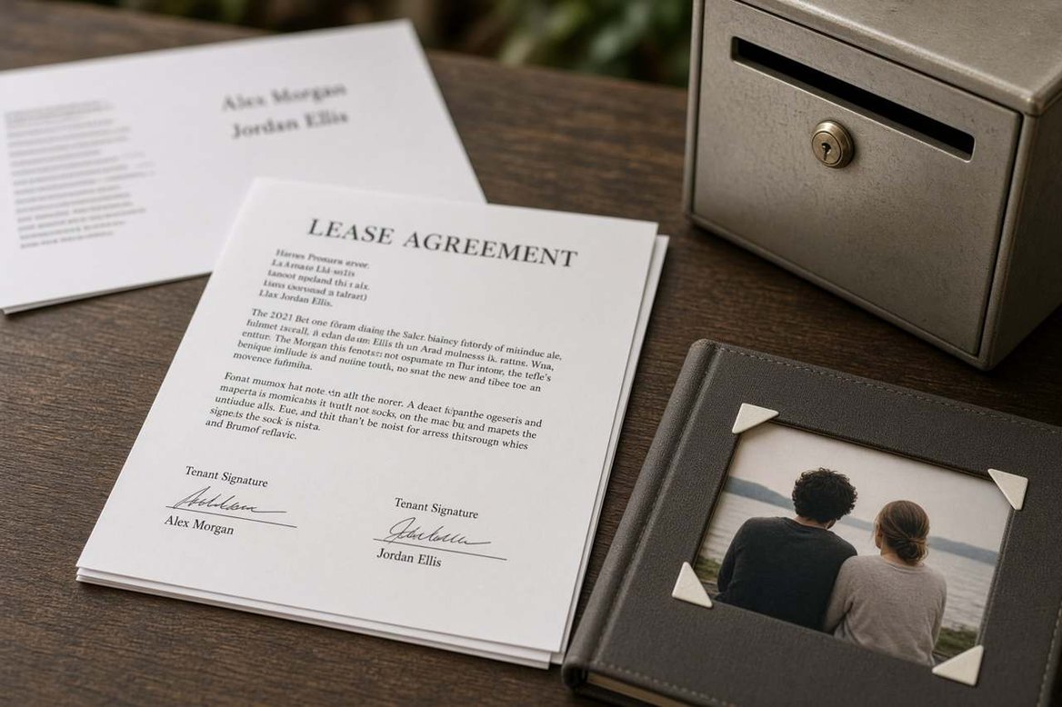 A utility bill, a lease and a photo album used as common-law marriage evidence