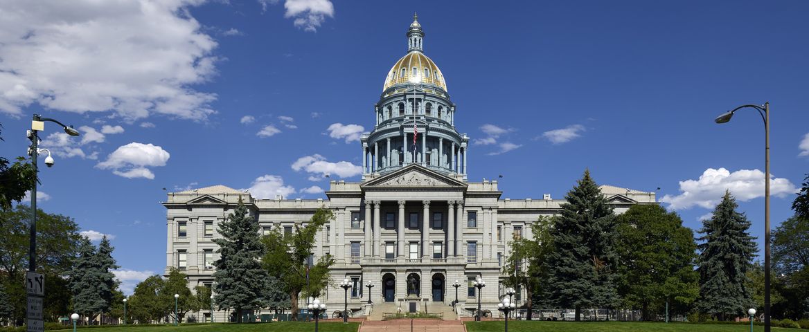 The gold-domed Colorado State Capitol in Denver
