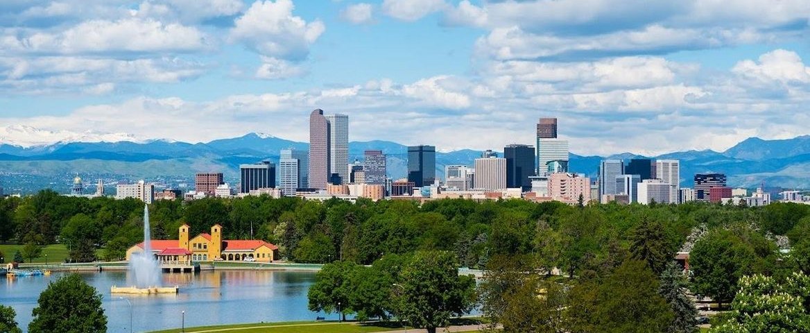 The Denver skyline from City Park, a few minutes west of Central Park and Lowry